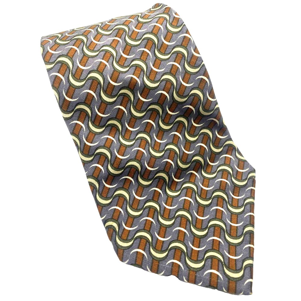 JHANE BARNES Men's 100% Silk Necktie JAPAN Designer Swirl Striped‎ Multi-Color